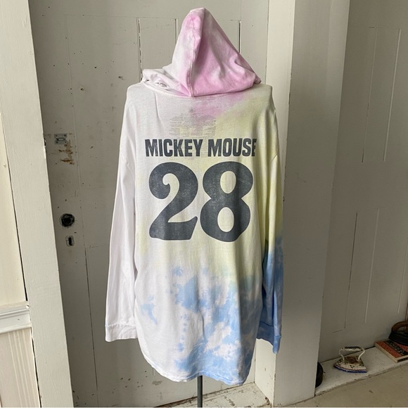 Disney Parks Micky Mouse Hooded Tie Dyed Top Cotton Pullover Sweatshirt - Picture 2 of 7